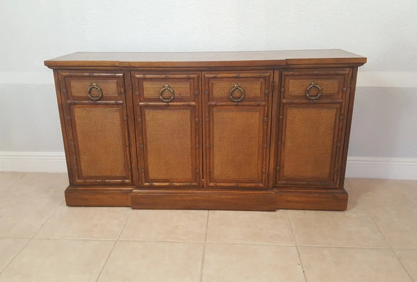 American of Martinsville faux bamboo bar credenza buffet cabinet