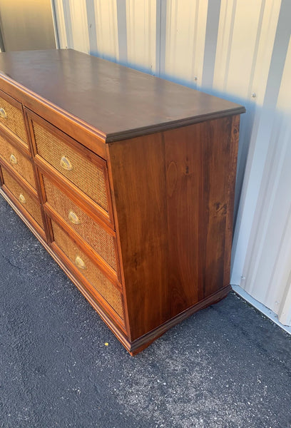 Pier 1 imports Pyramid collection wicker and wood 6 drawer dresser