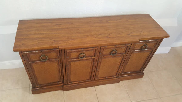 American of Martinsville faux bamboo bar credenza buffet cabinet