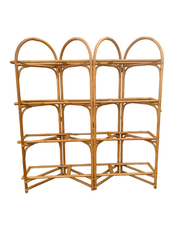 Boho Chic Bamboo Rattan Arch Top Collapsible Etagere
