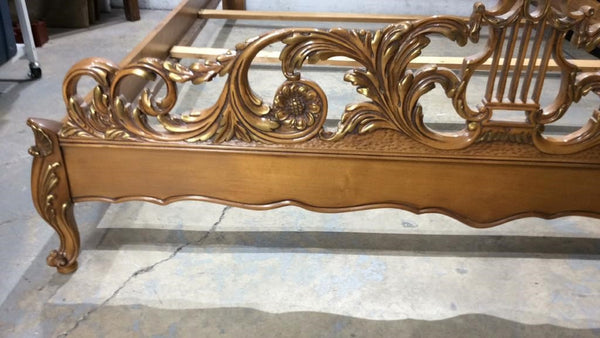 Romweber French Rococo Louis XV Burl Wood Queen Bed
