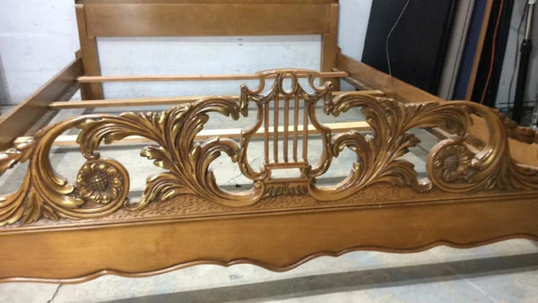 Romweber French Rococo Louis XV Burl Wood Queen Bed