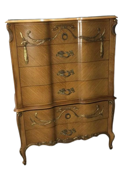 Romweber French Louis XV Burl Wood Highboy Chest of drawers