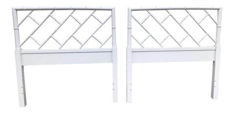 Henry link faux bamboo Chippendale twin headboards white Gloss