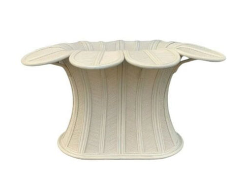Bell Flower Bamboo Pencil Dining Table Base Rattan Petals Hollywood Regency Gabriella Crespi Style Cream color