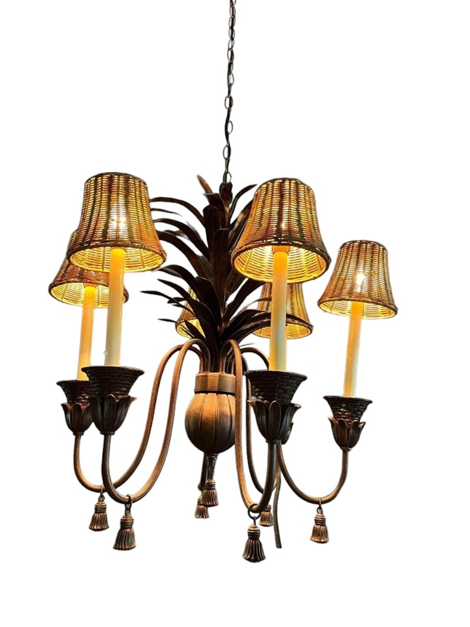 Vintage Sculptural Pineapple Crown Chandelier 6 arms