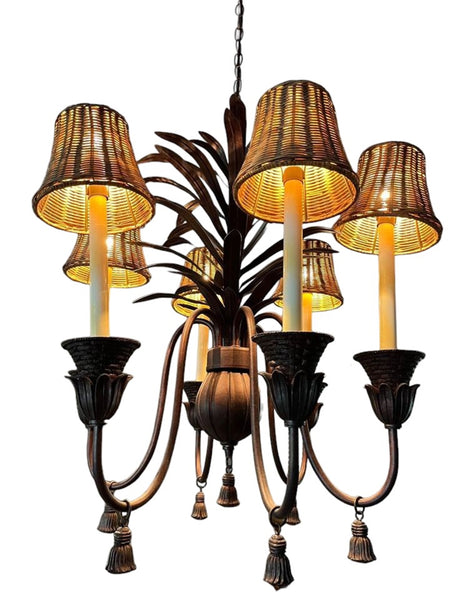 Vintage Sculptural Pineapple Crown Chandelier 6 arms