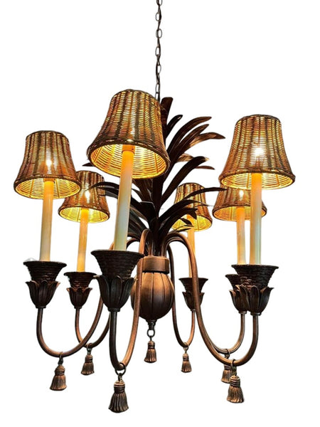 Vintage Sculptural Pineapple Crown Chandelier 6 arms