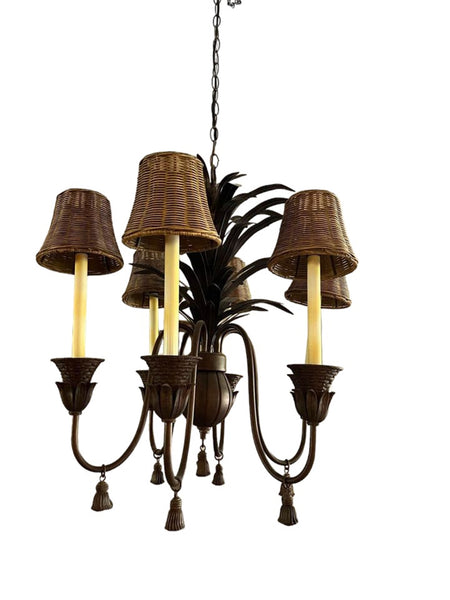 Vintage Sculptural Pineapple Crown Chandelier 6 arms