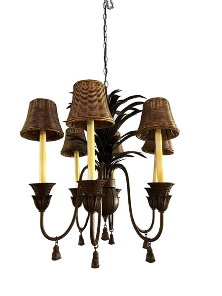 Vintage Sculptural Pineapple Crown Chandelier 6 arms