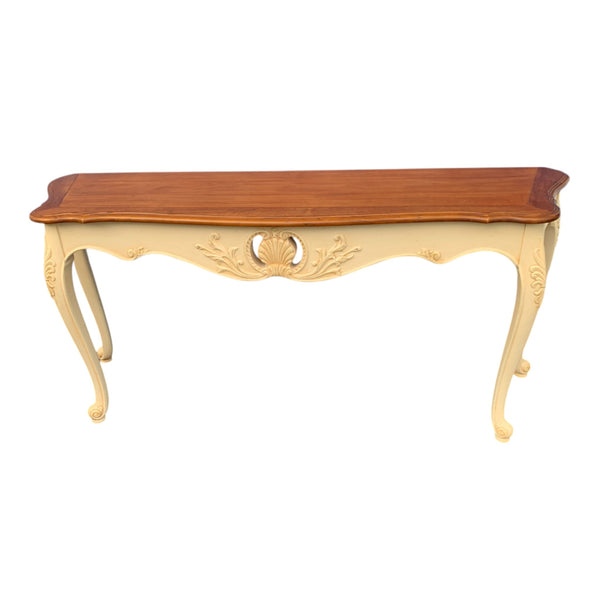 Ethan Allen Legacy French Country Style Carved Sofa Table Console