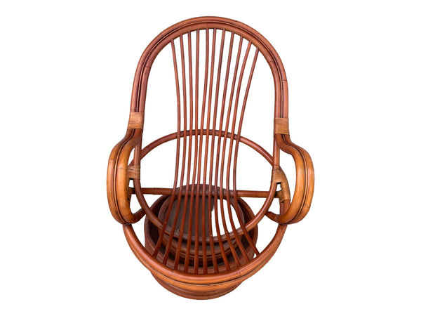 Mid Century Egg Bamboo Rattan Swivel Armchair