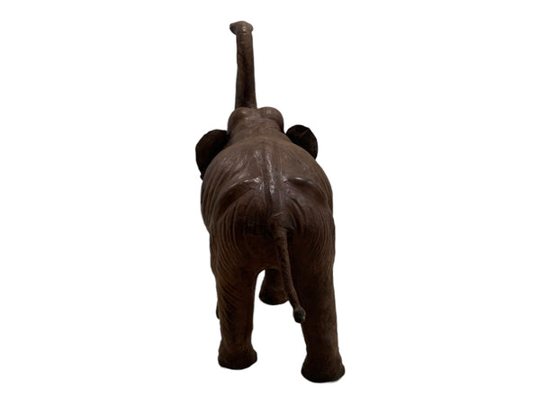 Genuine Leather Elephant Statue 26.5" H