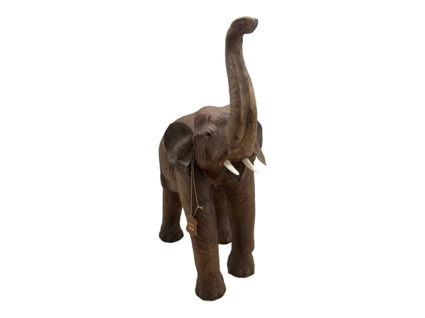 Genuine Leather Elephant Statue 26.5" H