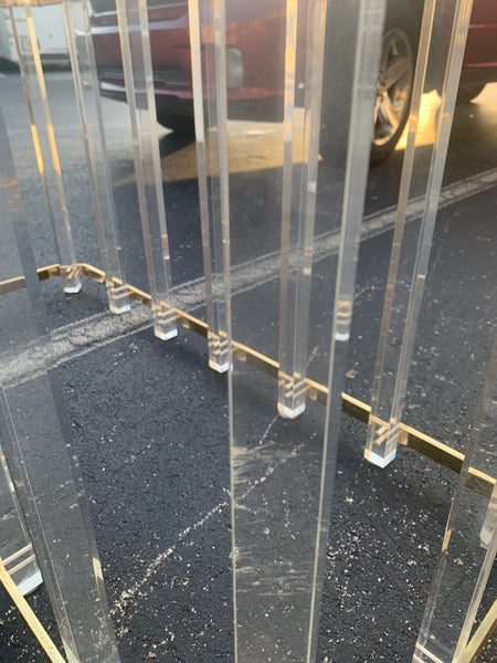 Mid Century Charles Hollis Jones Style Lucite and Brass Plated dining table