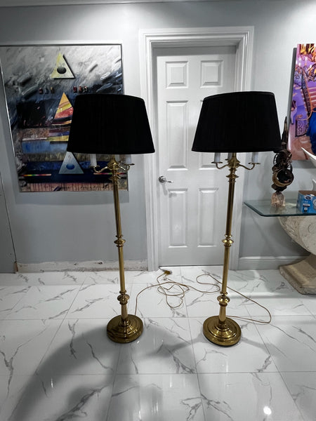 Gatco Neoclassical Style Brass Floor Lamps in the Style of Maison Jansen