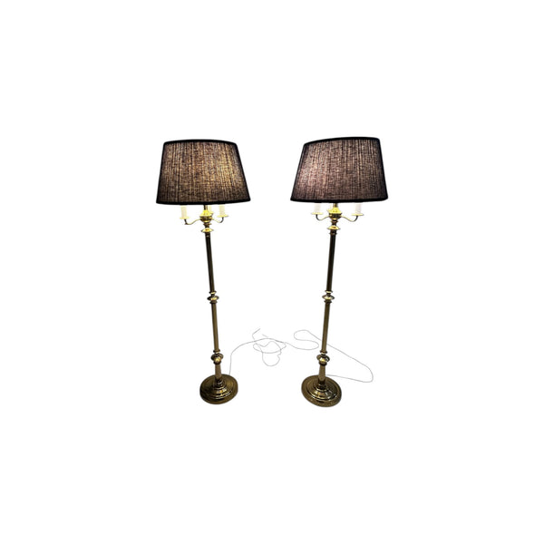 Gatco Neoclassical Style Brass Floor Lamps in the Style of Maison Jansen