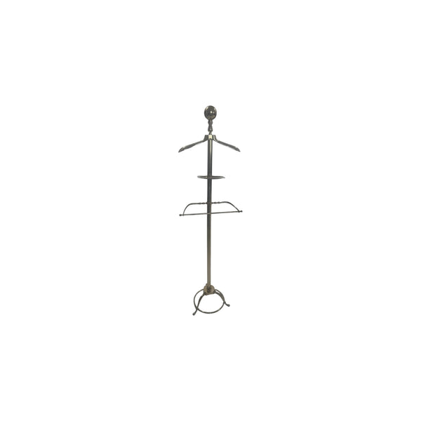 Vintage Brass Clothing Valet Butlers Rack Dressing Stand Coat Hat Suit Hanger