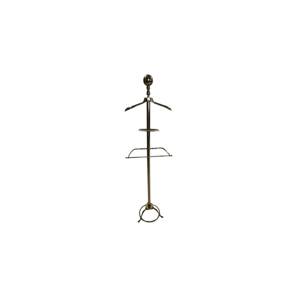 Vintage Brass Clothing Valet Butlers Rack Dressing Stand Coat Hat Suit Hanger