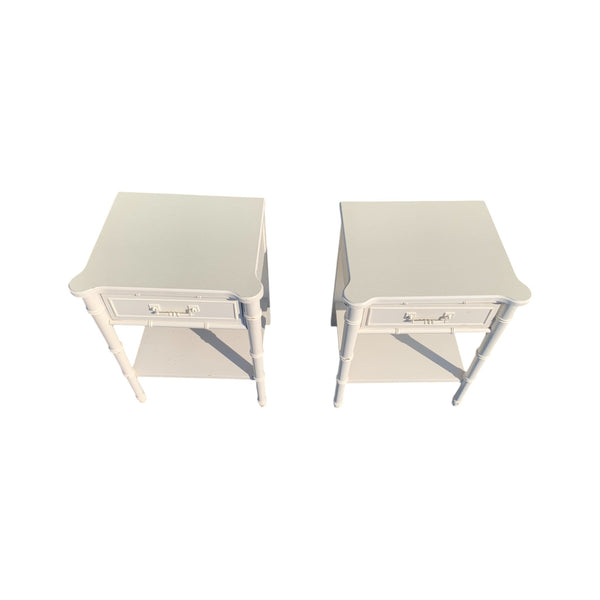 Pair of Faux-Bamboo Nightstands by Henry Link Single Drawer