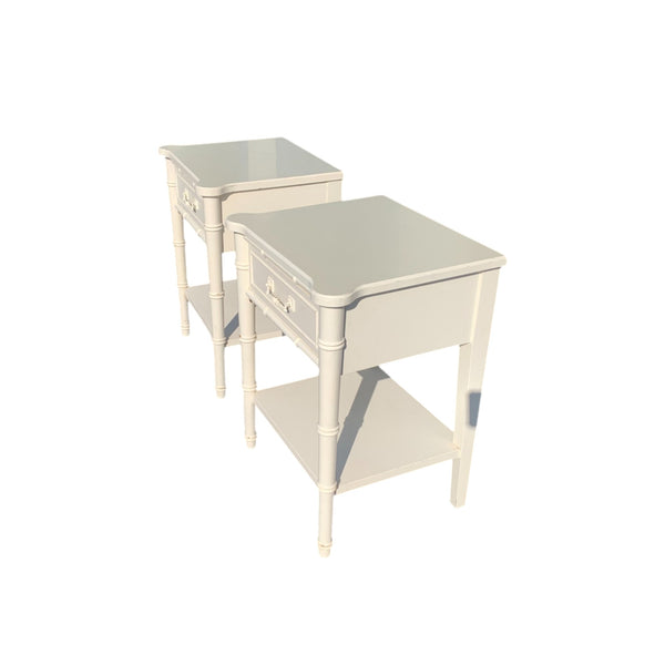 Pair of Faux-Bamboo Nightstands by Henry Link Single Drawer