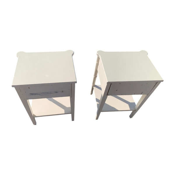 Pair of Faux-Bamboo Nightstands by Henry Link Single Drawer