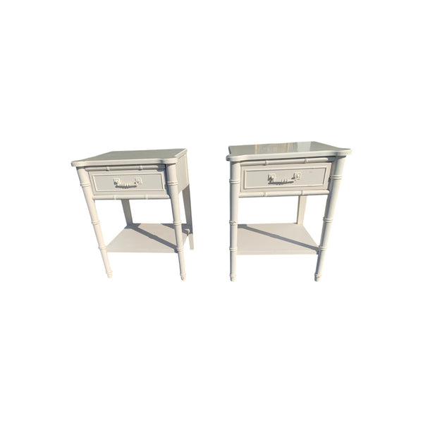 Pair of Faux-Bamboo Nightstands by Henry Link Single Drawer