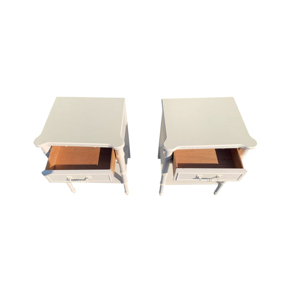 Pair of Faux-Bamboo Nightstands by Henry Link Single Drawer