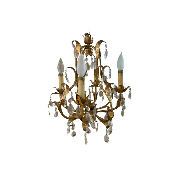 Italian Gilt Metal and Crystal Chandelier