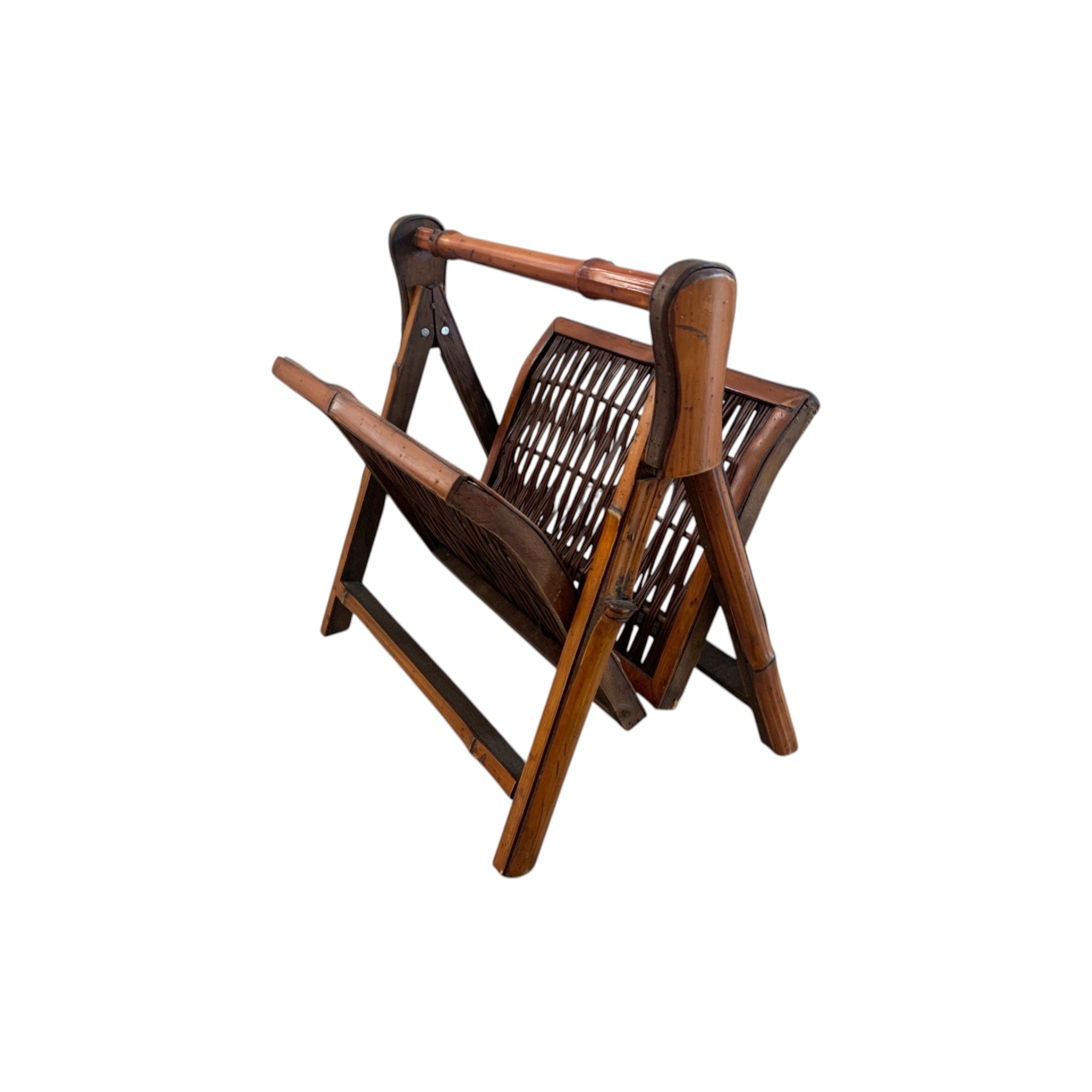 Early 20th Century Style Folding Bamboo Magazine Rack 15.5" H