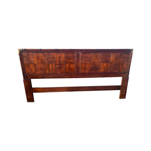 Asian Henredon Wood Faux Bamboo King size Headboard