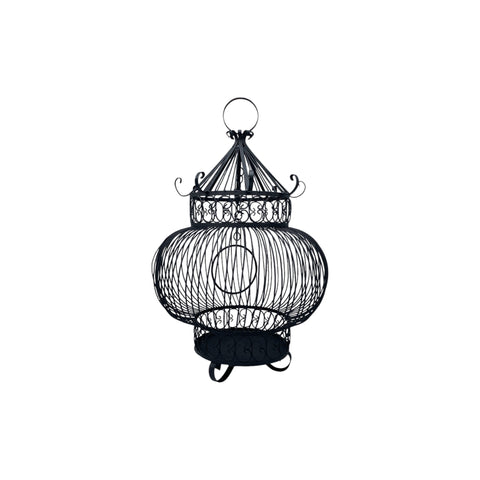 Antique Wrought Iron Birdcage Large Victorian Gothic Round Pagoda Scroll 35"