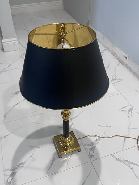 Decorative Crafts Brass empire table lamp with brass shade.
