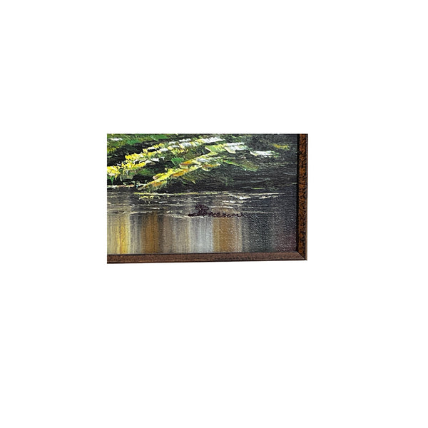 Vintage Oil Painting On Canvas Bridge Italian Country Scene Signed Landscape