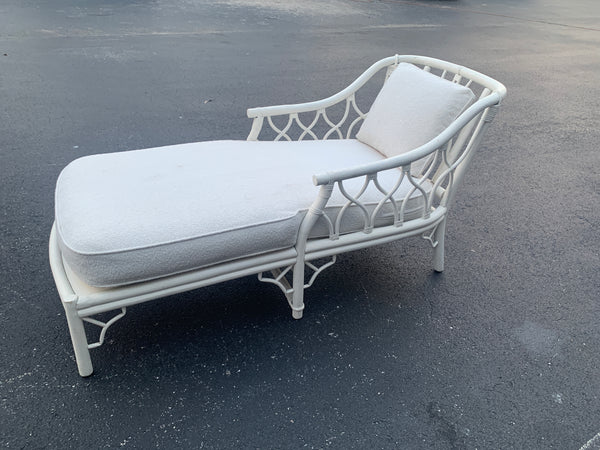 Vintage Ficks Reed Chinoiserie Bamboo Style Chaise Lounge