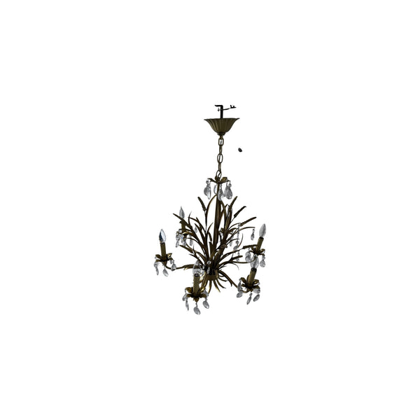 Hans Kög style vintage Italian golden metal sheaf of wheat six-lights chandelier