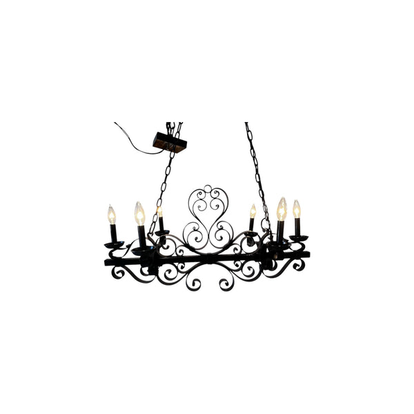 Victorian/Gothic Style Horizontal wrought iron black chandelier 6 lights