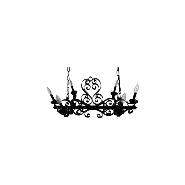 Victorian/Gothic Style Horizontal wrought iron black chandelier 6 lights