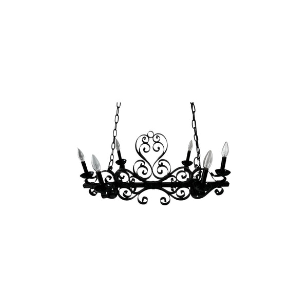 Victorian/Gothic Style Horizontal wrought iron black chandelier 6 lights