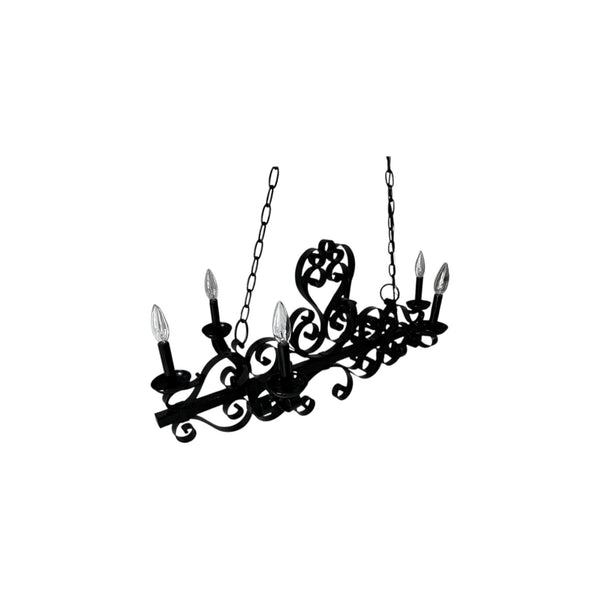 Victorian/Gothic Style Horizontal wrought iron black chandelier 6 lights