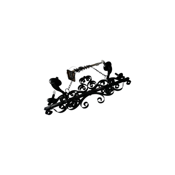 Victorian/Gothic Style Horizontal wrought iron black chandelier 6 lights