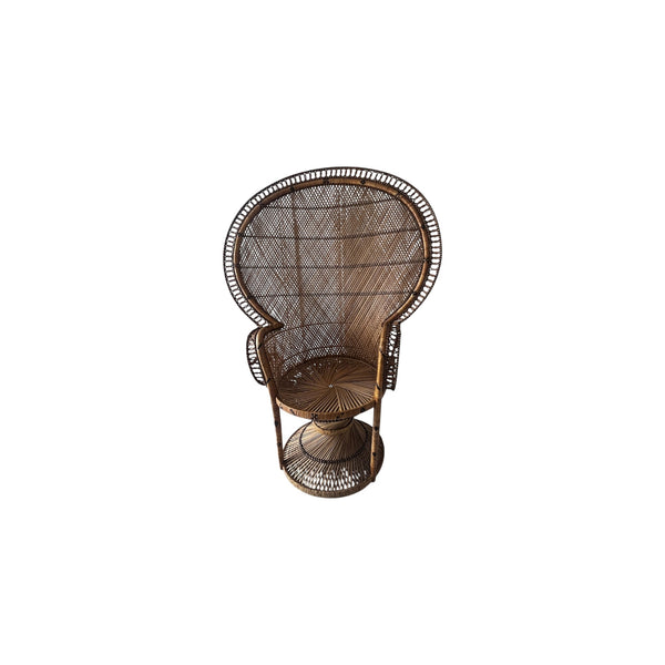 Vintage Emmanuelle Peacock Bamboo Wicker Fan Chair with cushions