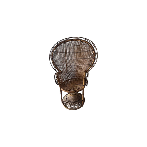 Vintage Emmanuelle Peacock Bamboo Wicker Fan Chair with cushions