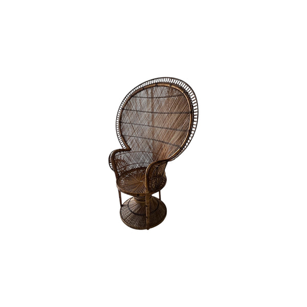 Vintage Emmanuelle Peacock Bamboo Wicker Fan Chair with cushions