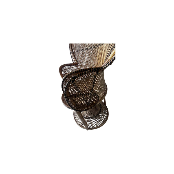 Vintage Emmanuelle Peacock Bamboo Wicker Fan Chair with cushions