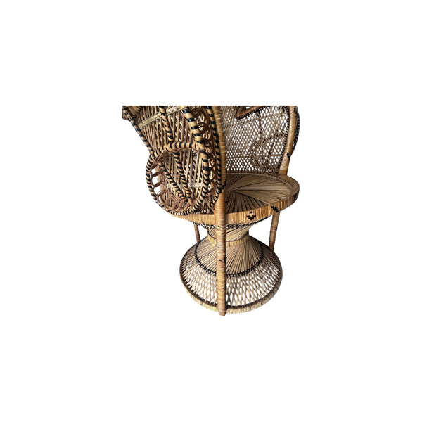 Vintage Emmanuelle Peacock Bamboo Wicker Fan Chair with cushions