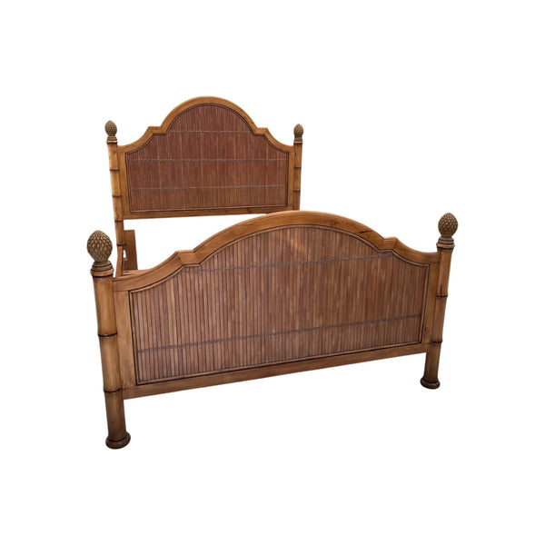 Tommy Bahama Split Bamboo Queen Size bed with pineapple finials