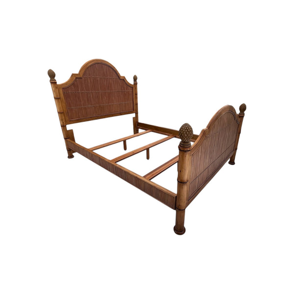 Tommy Bahama Split Bamboo Queen Size bed with pineapple finials