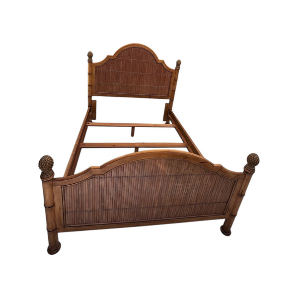 Tommy Bahama Split Bamboo Queen Size bed with pineapple finials