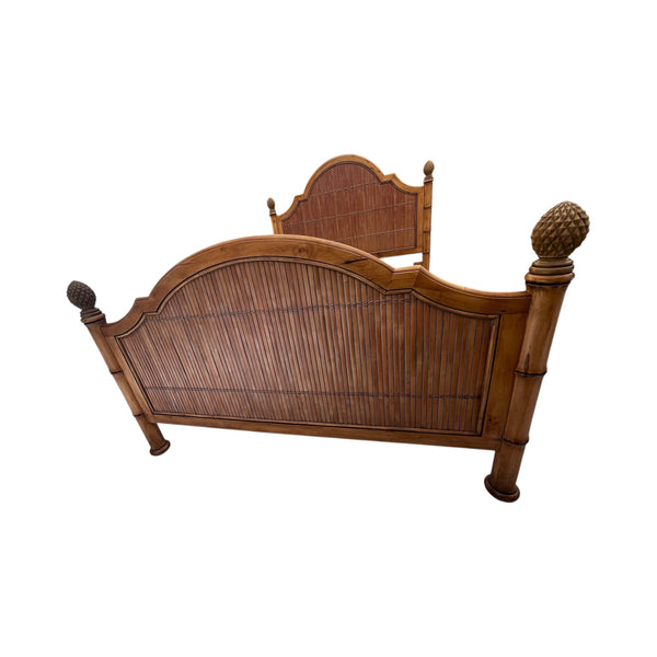 Tommy Bahama Split Bamboo Queen Size bed with pineapple finials